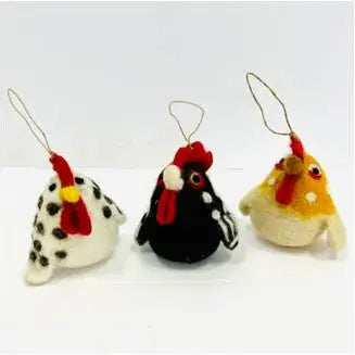 Felted Chicken Ornaments