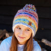 KIDS BRIGHT STRIPES WOOL/MOHAIR BOBBLE BEANIE