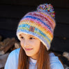 KIDS BRIGHT STRIPES WOOL/MOHAIR BOBBLE BEANIE