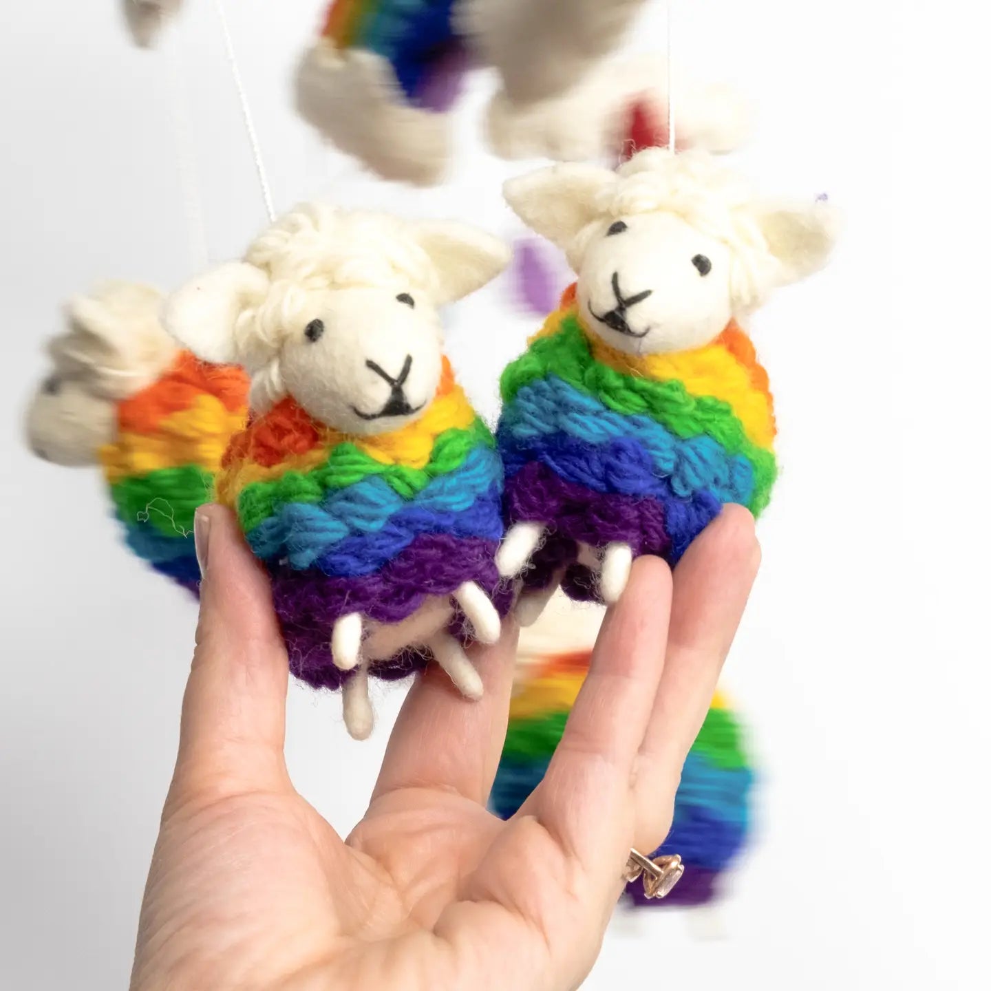 Crib Mobile / Rainbow Sheep