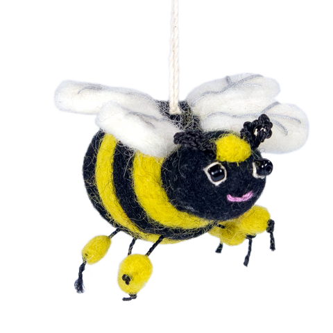 WILD WOOLIES FELTED ORNAMENT Honey Bee