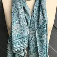 Cotton Turquoise Paisley Scarf
