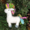 WILD WOOLIES FELTED ORNAMENT Rainbow Unicorn