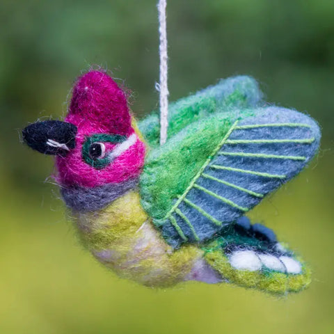 WILD WOOLIES FELTED WOOL ORNAMENT Anna's Hummingbird