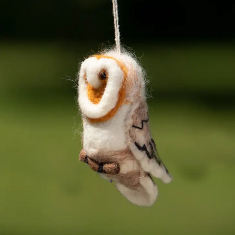 WILD WOOLIES FELTED WOOL ORNAMENT Barn Owl