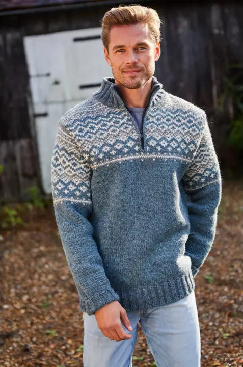 Jorvik Half Zip Mens Sweater – Buck Brook Alpacas - Main Image