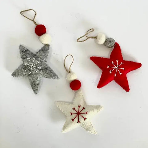 Star Felted Christmas Ornament