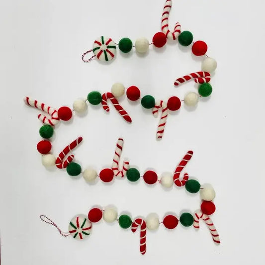 Candy Cane Garland / Felted