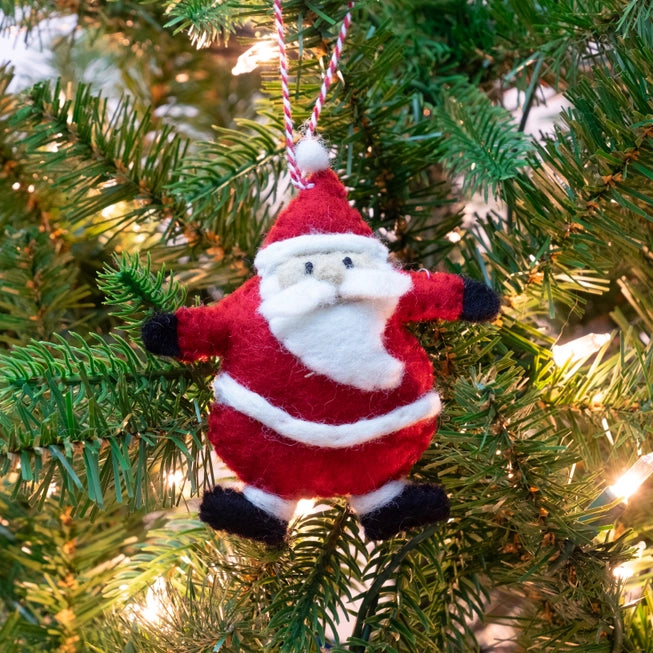 Felted Fat Santa Ornament