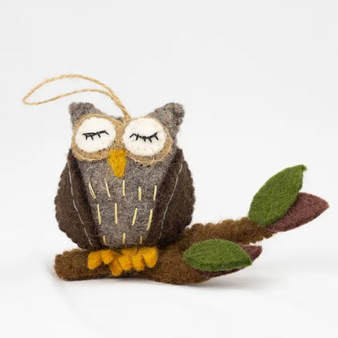 Felted Forest Owl Ornament