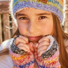 KIDS BRIGHT STRIPE MOHAIR/WOOL BLEND HANDWARMERS