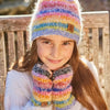 KIDS BRIGHT STRIPE MOHAIR/WOOL BLEND HANDWARMERS