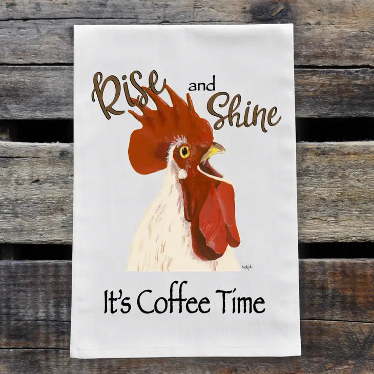 Rise and Shine Rooster Tea Towel