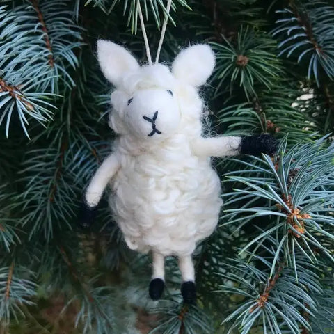 White Sheep Holiday Ornament