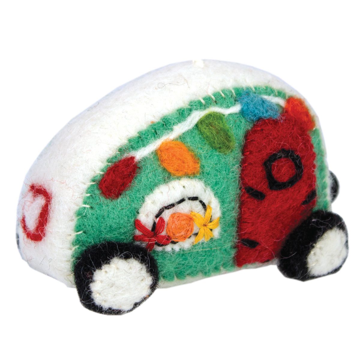 WILD WOOLIES FELTED ORNAMENT / Retro Camper / Aqua
