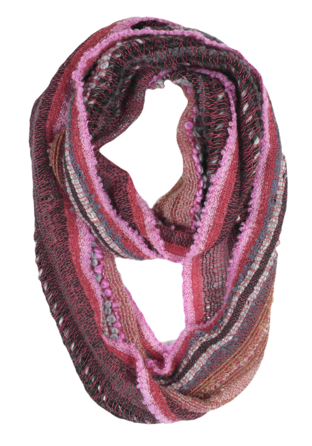Boucle Infinity Scarf by Shupaca Rosewood pink multi