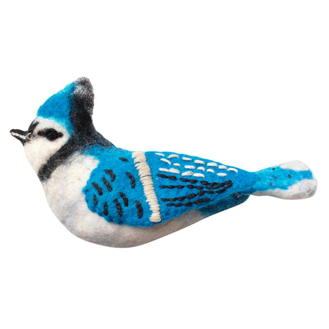 WILD WOOLIES FELTED WOOL ORNAMENT Blue Jay