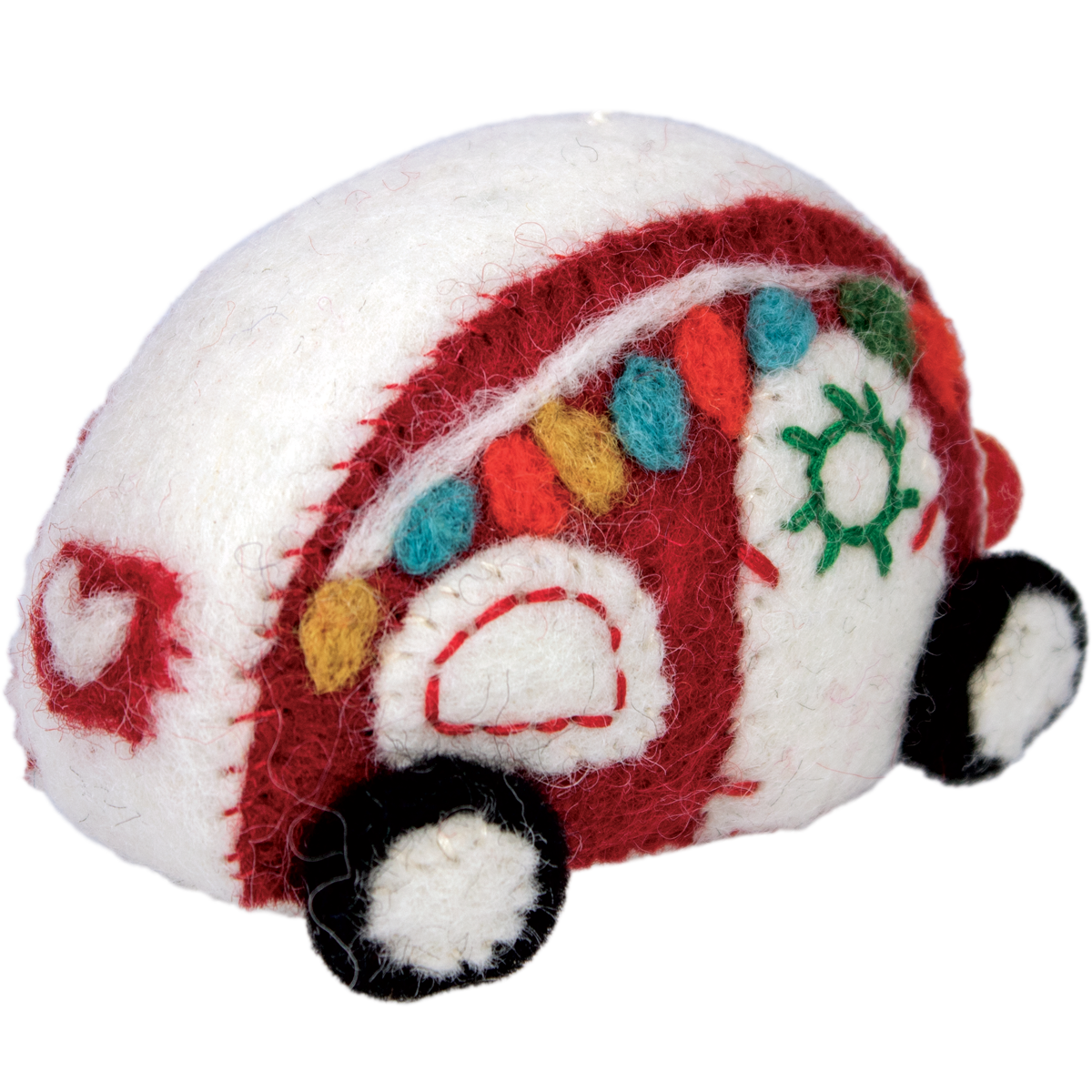 WILD WOOLIES FELTED ORNAMENT / Retro Camper / Red
