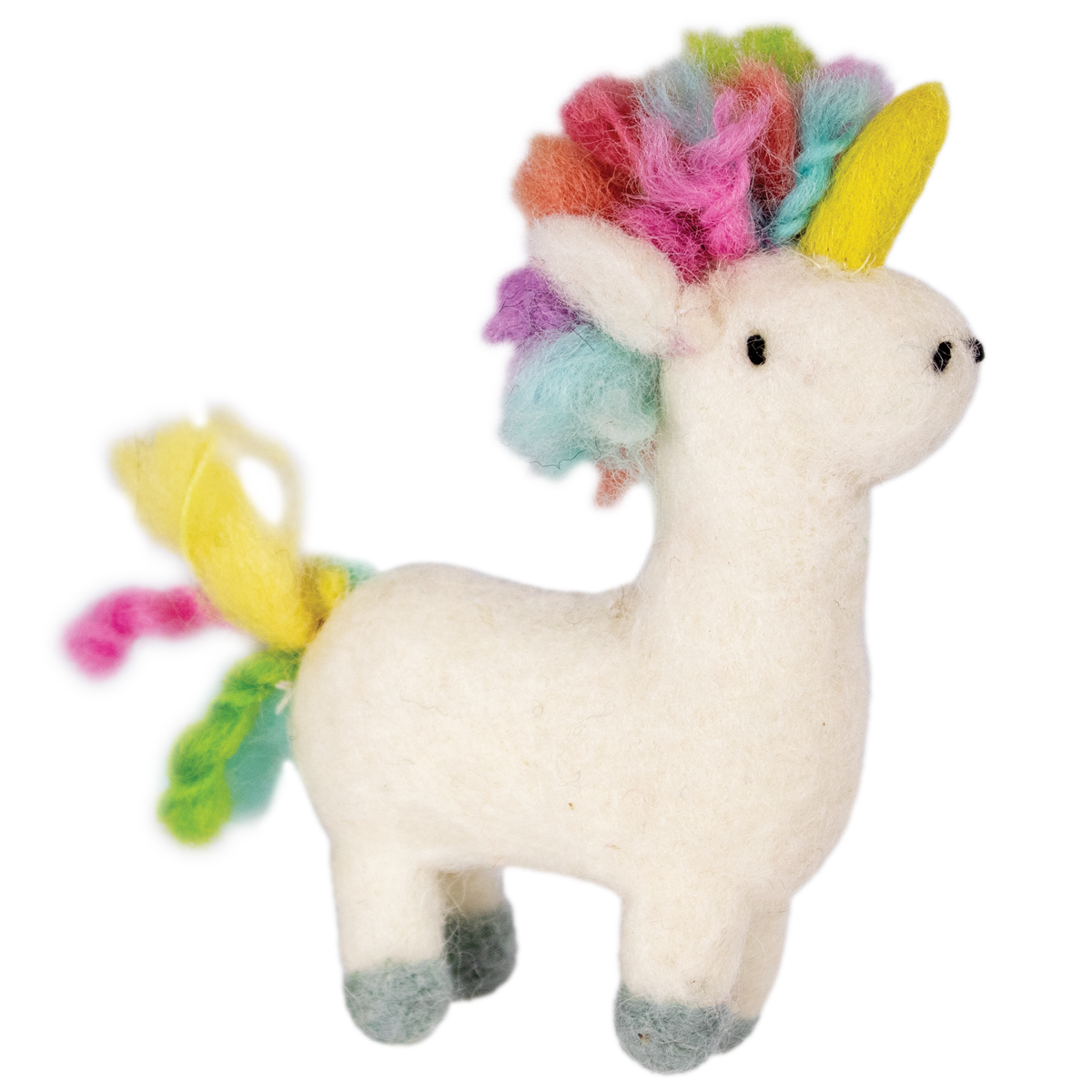 WILD WOOLIES FELTED ORNAMENT Rainbow Unicorn