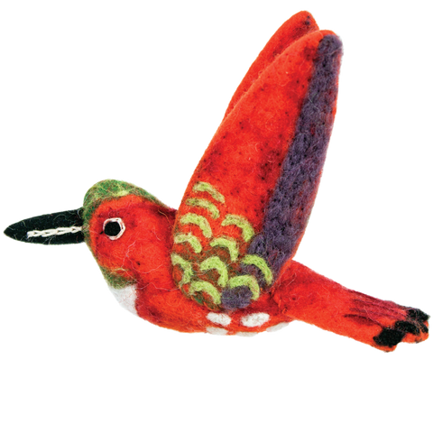 WILD WOOLIES FELTED WOOL ORNAMENT Rufous Hummingbird – Buck Brook